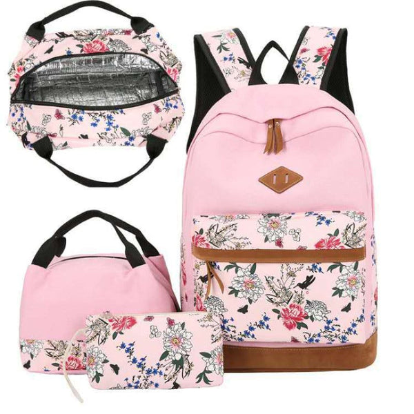 Floral Bags Schoolbag Backpack Lunch Wallets Medium Capacity Oxford Backpacks