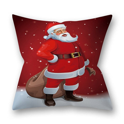 45X45cm Red Santa Claus Polyester Peach Skin Christmas Series Throw Pillow Cover