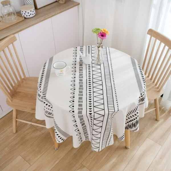 150X150cm Decorative Table Cotton Linen Round Tablecloths Dining Cover White