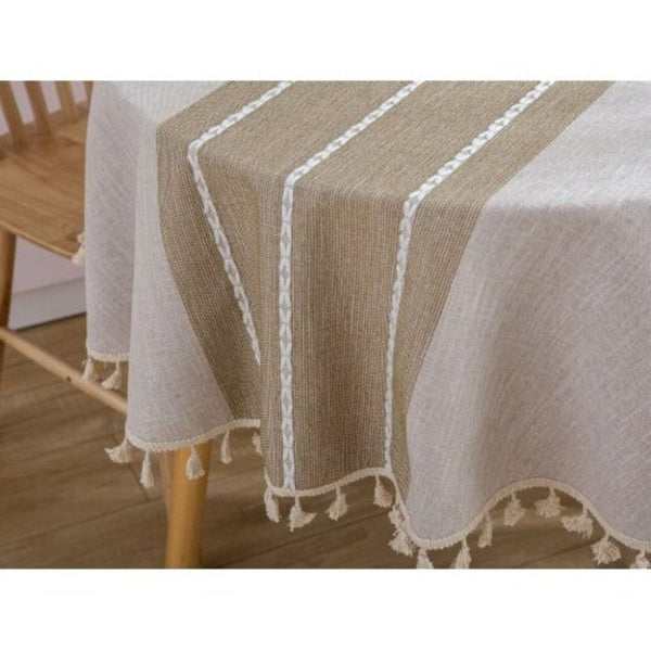Decorative Table Cloth Cotton Tablecloth Round Tablecloths Dining Cover 150X150cm Grey Table Cloths