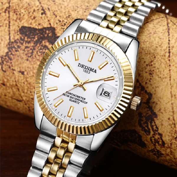 Veile Studios Men's Luxury Fashion Calendar Stainless Steel Quartz Dress Watch White Watches