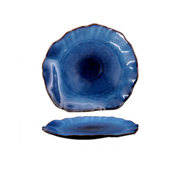 Deep Blue Irregular Japanese Style Handmade Ceramic Dinnerware Set