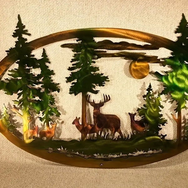 Deer Or Bear Forest Metal Wall Art Decor Office Home Decorations