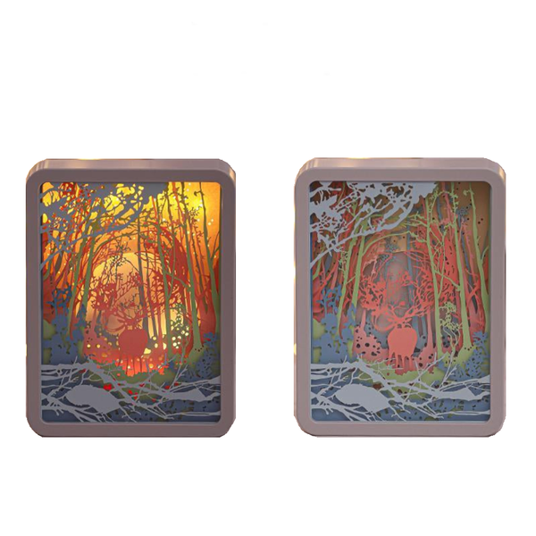 Elosung Deer In The Deep Forest 3D Paper Carving Night Light Usb Or Battery Powered Decorative Bedside Lamp | Atmosphere Bedroom Creative Starry And L