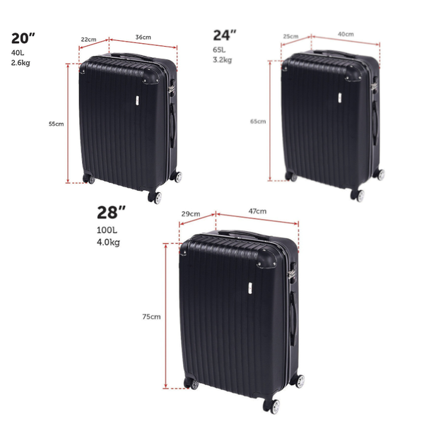 Delegate Suitcases Luggage Set 20" 24" 28"Carry On Trolley Tsa Travel Bag
