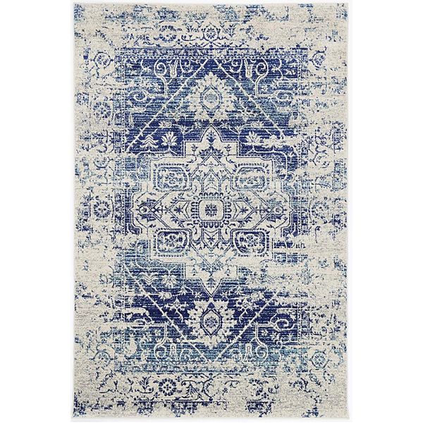Delicate Audrey Ivory Navy Rug 80X300 Rugs