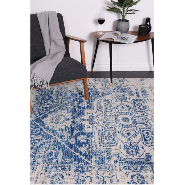 Delicate Audrey Ivory Navy Rug 300X400 Rugs