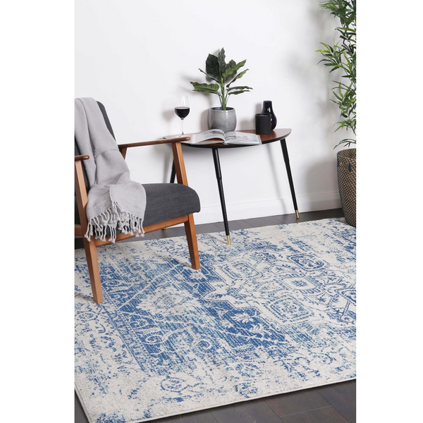 Delicate Audrey Ivory Navy Rug 80X300 Rugs