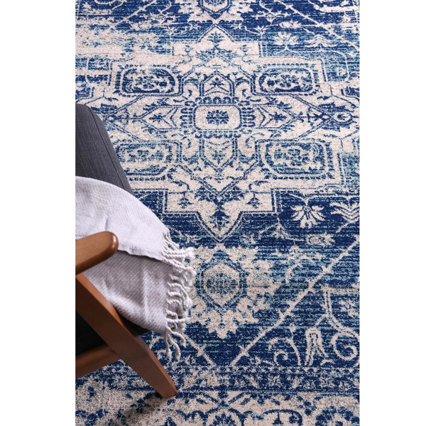 Delicate Audrey Ivory Navy Rug 80X300 Rugs
