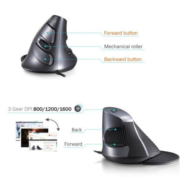 M618 Ergonomic Office Vertical Mouse Buttonsoptical Right Hand Mice With Wrist Mat Black Mice Trackballs & Touchpads