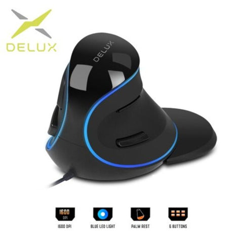 M618 Plus Ergonomic Vertical Wired Mouse Buttons 1600 Dpi Blue Led Light Computer Mice Black Mice Trackballs & Touchpads