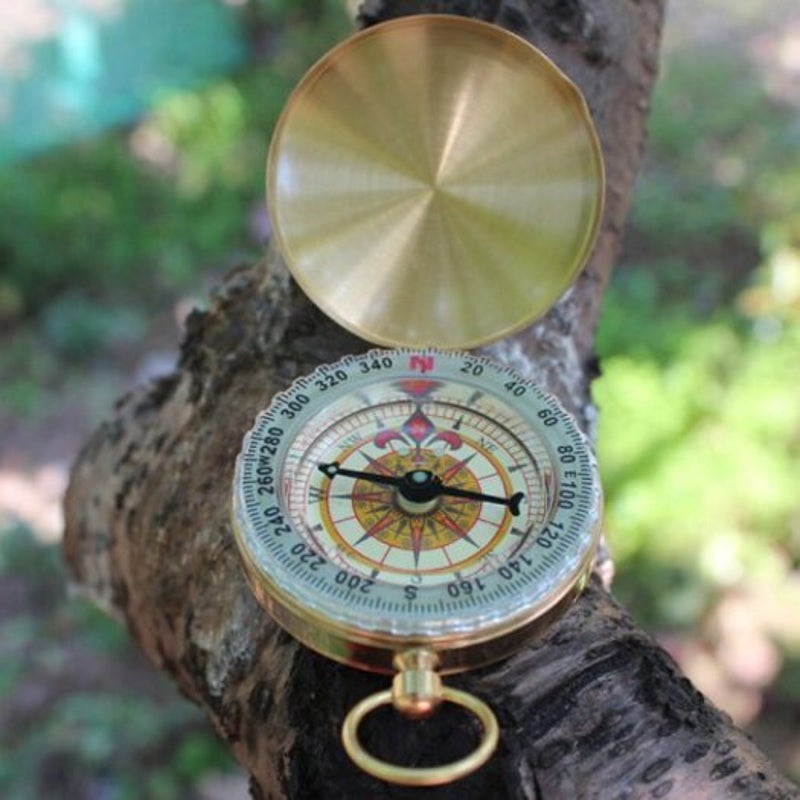 Deluxe Outdoor Compass Keychain For Hiking Camping Gold Compasses