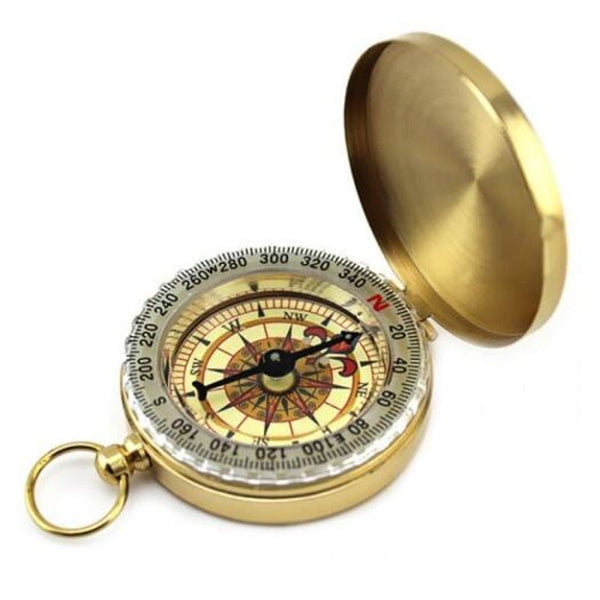 Deluxe Outdoor Compass Keychain For Hiking Camping Gold