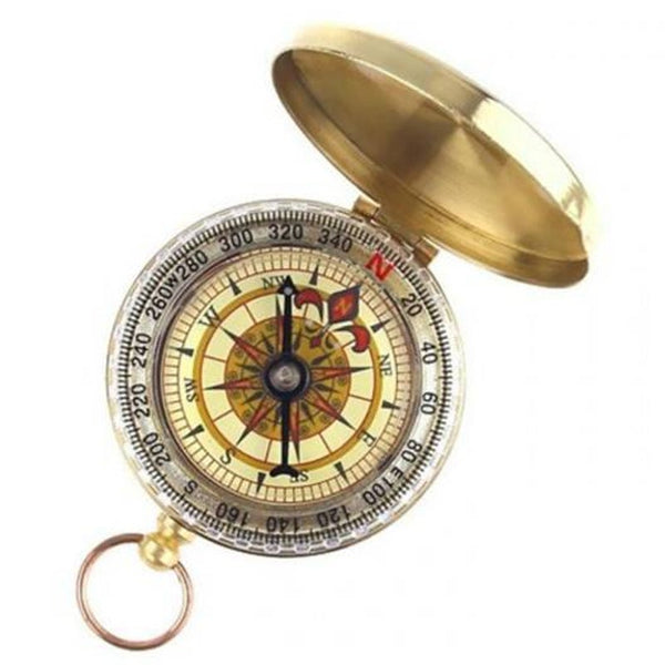 Deluxe Outdoor Compass Keychain For Hiking Camping Gold Compasses