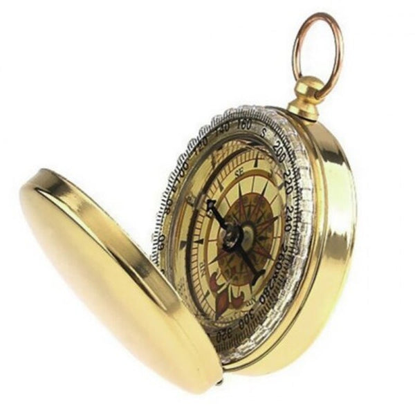 Deluxe Outdoor Compass Keychain For Hiking Camping Gold Compasses