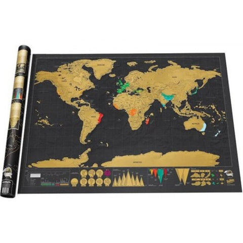 Deluxe Scratch Off World Map Poster Journal Log Giant The Gift Black