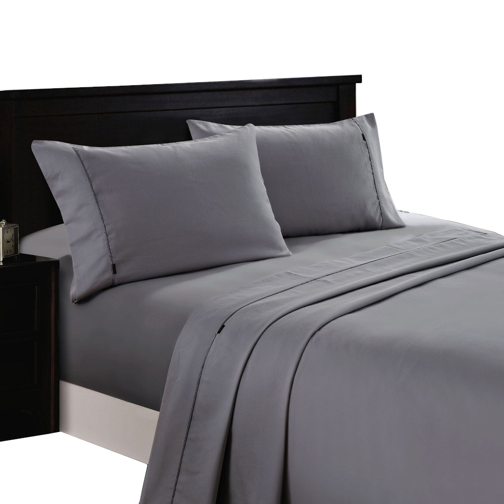 Deluxe Linen 1200Tc Cotton Rich Sheet Set Charcoal King Single Sheets