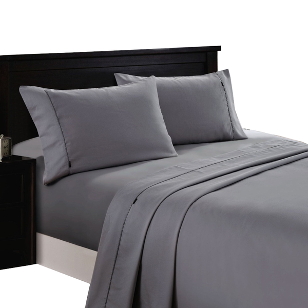 Deluxe Linen 1200Tc Cotton Rich Sheet Set Charcoal King Single Sheets