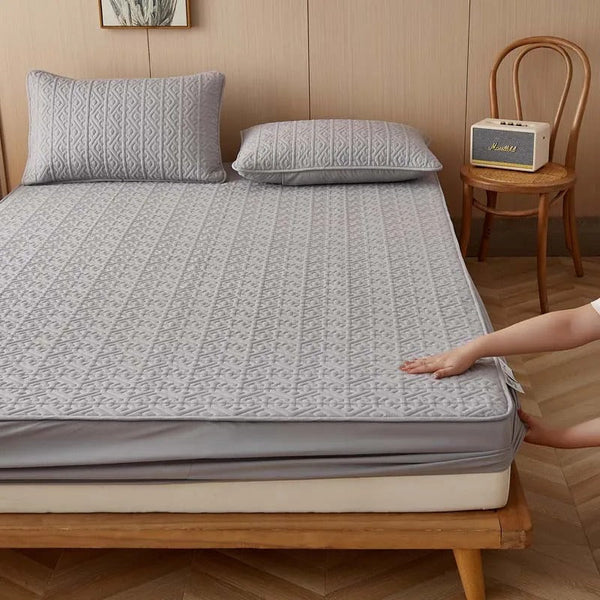 Mattress Cover Gray 100 Centimetre X 200 Pure Cotton Quilted Protector Mattress Toppers & Protectors