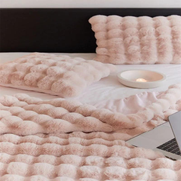 Blanket Pink Tuscan Imitation Thick Fur Winter Luxury Warmth For Beds Sofa Blankets