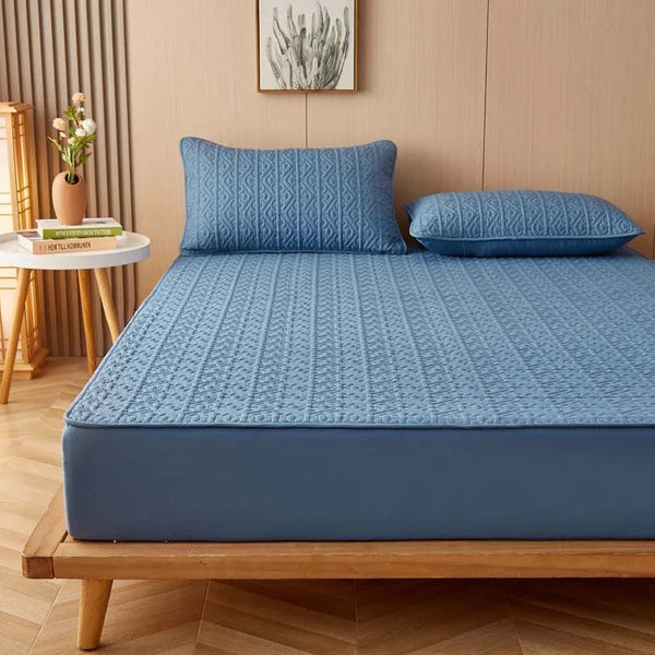 Mattress Cover Blue 100 Centimetre X 200 Pure Cotton Soft Quilted Protector Mattress Toppers & Protectors