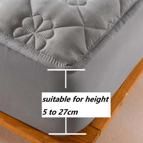 Mattress Cover Floral Gray 160 X 200 Centimetre Waterproof Quilted Bed Sheet Sheets