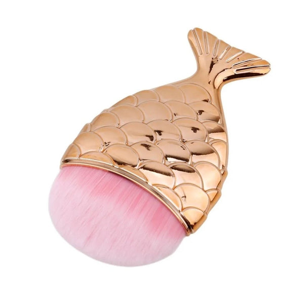 11 Pieces Diamond Rose Gold Makeup Set Mermaid Fishtail Shaped Foundation Brushes