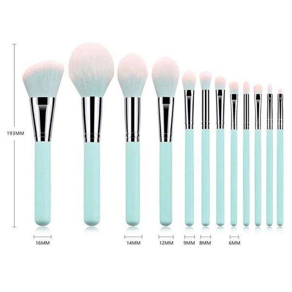 12Pcs/Set Makeup Light Blue Beauty Cosmetics Foundation Blush Powder Concealer Eye Brushes