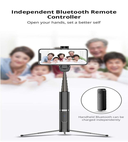 3 In 1 Extendable Black Wireless Bluetooth Selfie Stick Selfie Sticks
