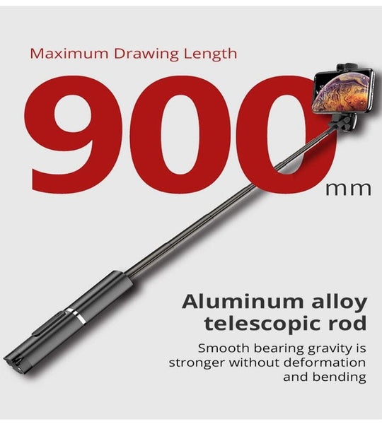 3 In 1 Extendable Black Wireless Bluetooth Selfie Stick Selfie Sticks