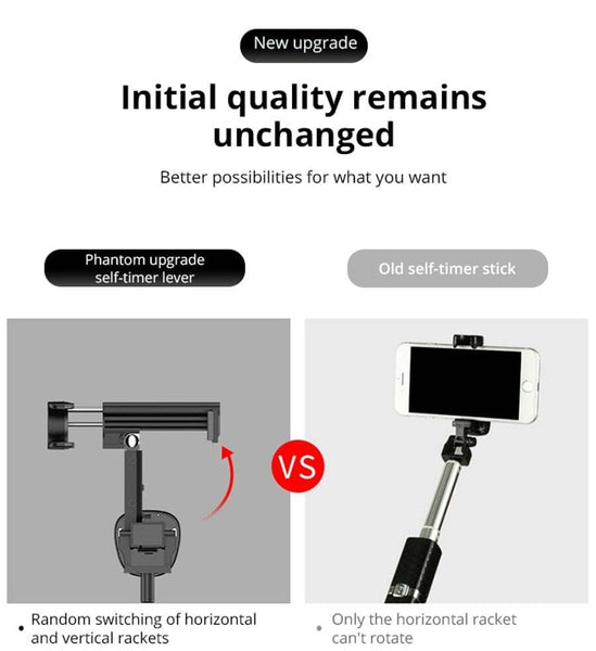 3 In 1 Extendable Black Wireless Bluetooth Selfie Stick Selfie Sticks