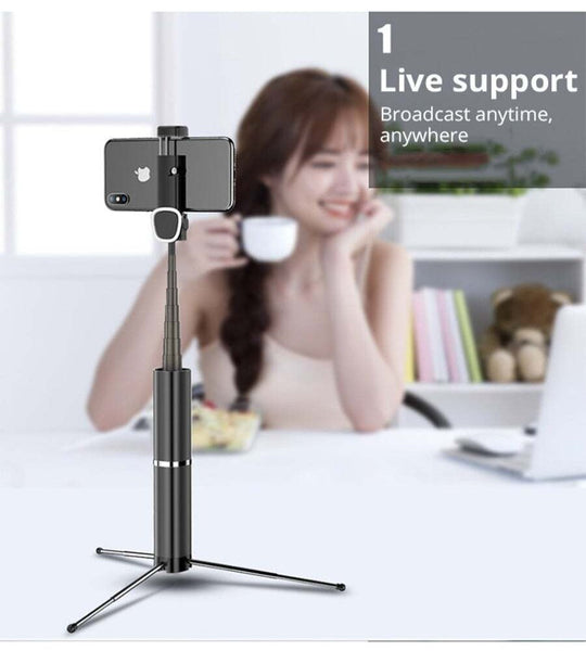 3 In 1 Extendable Black Wireless Bluetooth Selfie Stick Selfie Sticks