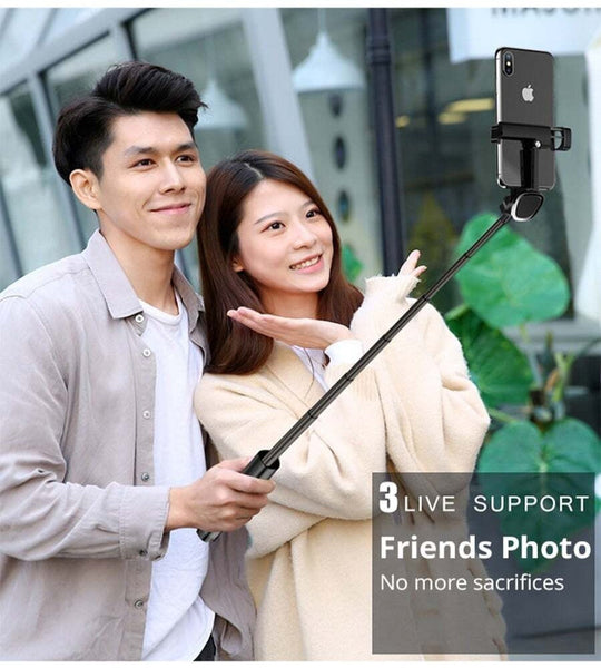 3 In 1 Extendable Black Wireless Bluetooth Selfie Stick Selfie Sticks