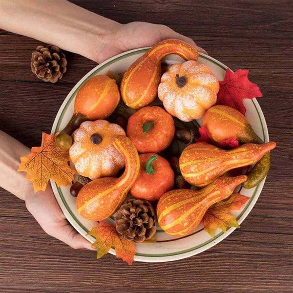 86 Pcs Halloween Simulation Acorn Artificial Pumpkins Pine Cones Maple Leaves Decorative Fruit & Vegetables
