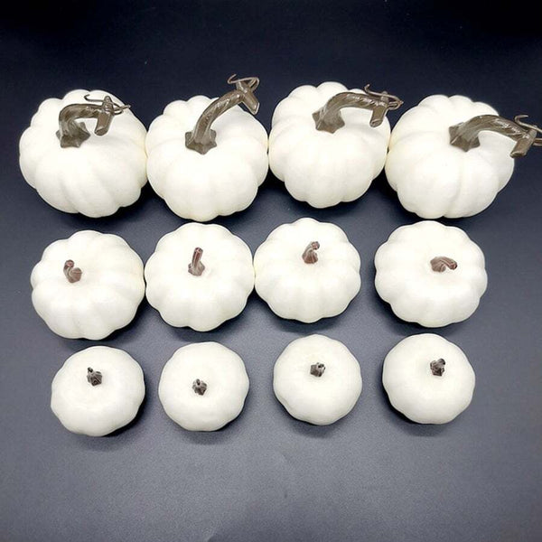 Artificial White Pumpkins Wedding Decor Halloween Fall Table Decoration 12Pcs Decorative Fruit & Vegetables
