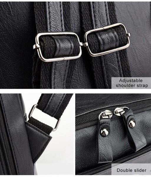 Business For Men Waterproof Pu Leather Laptop Bag Large Capacity Usb Charging Rucksack Male Fashion Bagpack Backpacks