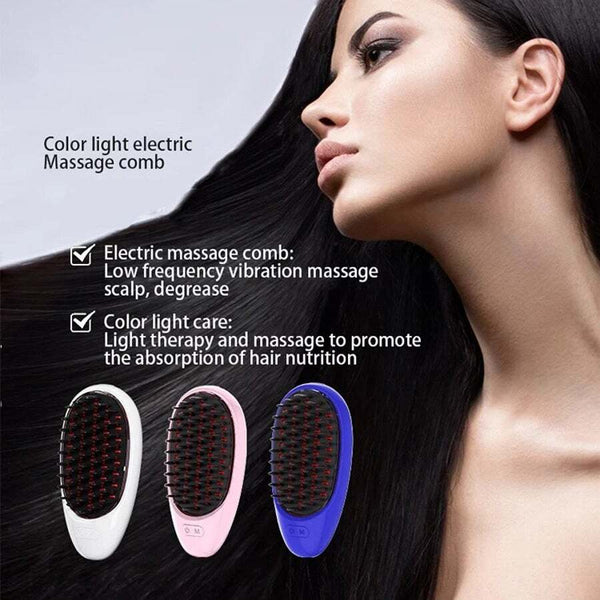 Home Use Electric Massage Comb Anti Hair Loss Vibration With Red Light Blue Therapy Laser Growth Brush