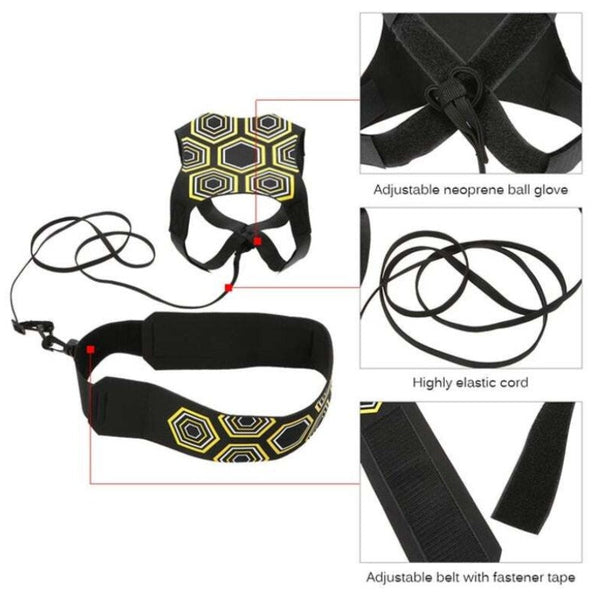 Kick Solo Soccer Trainer Ball Juggle Bags Adjustable Children Auxiliary Circling Belt Kids Football Training Equipment (Black)