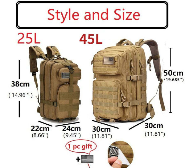 Military Tactical Backpack Large Army Backpacks Hiking Bags Polyester Rucksacks