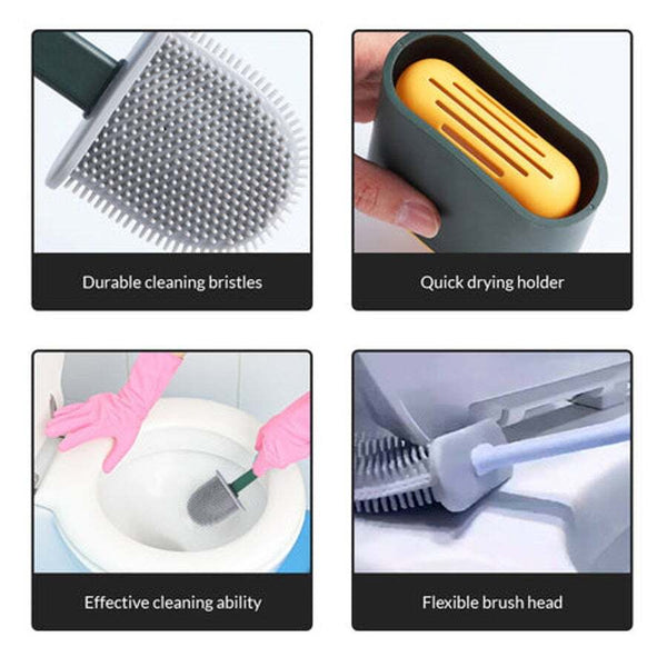 Quick Drying Silicone Toilet Brush With Holder Toilet Brushes & Holders