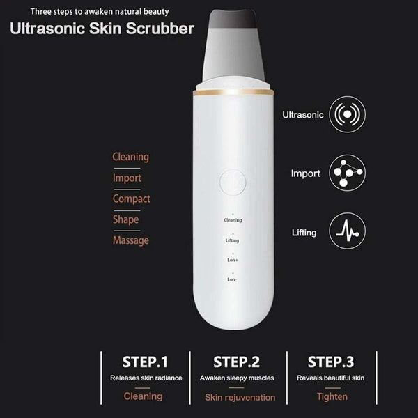 Ultrasonic Skin Scrubber Electric Vibration Deep Face Cleaning Peeling Shovel Pore Cleaner Facial Cleansing Devices