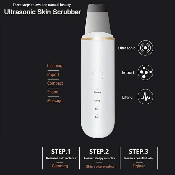 Ultrasonic Skin Scrubber Electric Vibration Deep Face Cleaning Peeling Shovel Facial Pore Cleaner Lifting Massager Beauty Device