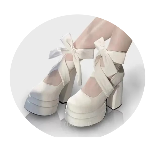 Designer Platform Women Mary Jane Shoes Elegant Cross Strap Thick Heel Pumps Heels