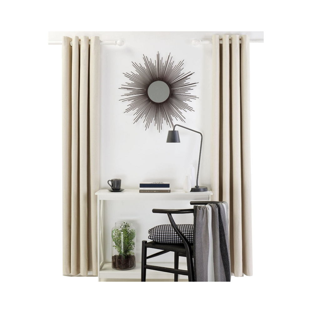 Designers Choice Pair Of Linen Cotton Coated Eyelet Curtains Natural 140 X 213Cm Curtains & Drapes