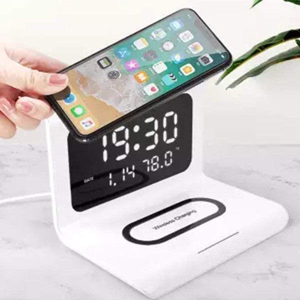 Wireless Phone Chargers Desktop Alarm Clock 3 In 1 For Iphone Chargers & Cradles