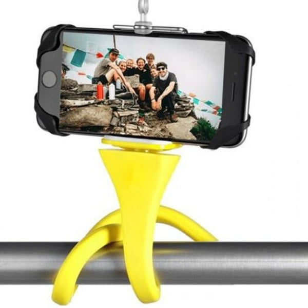 Desktop Bedside Car Bicycle Flexible Phone Holder Bracket Folding Caterpillars Snake Shape For Live Selfie Yellow Mounts & Holders