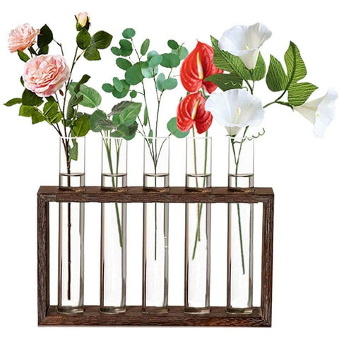 Desktop Glass Terrarium Wall Hanging Planter With 5 Modern Test Tubes Vases