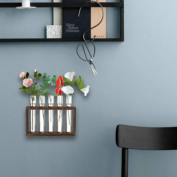 Vases Desktop Glass Terrarium Wall Hanging Planter With 5 Modern Test Tubes