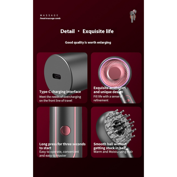 White Advanced Scalp Therapy Comb Red Blue Light Ems Serum Applicator Brushes & Combs