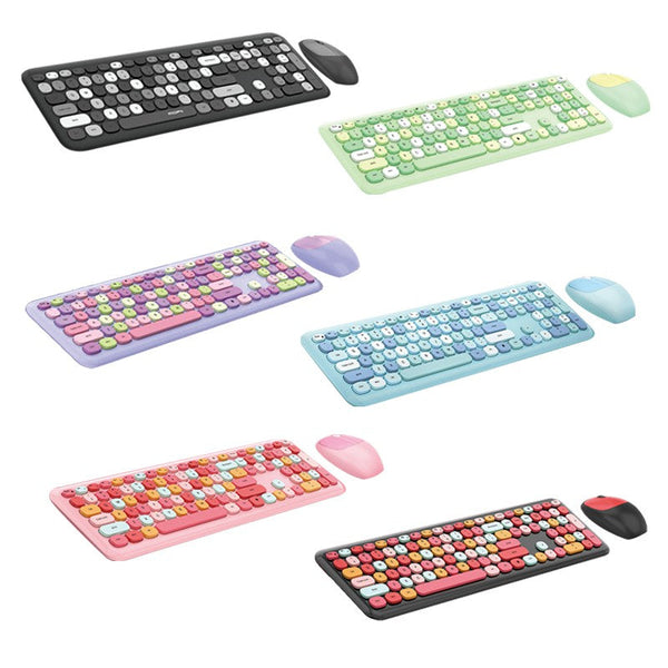 Bluetooth Keyboard Mouse Combo Set Portable Wireless Retro Design Keyboards & Keypads